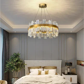 Люстра в гостиной, современная простая атмосфера, свет в скандинавском стиле, роскошная круглая столовая, спальня, новые хрустальные лампы и фонари 14