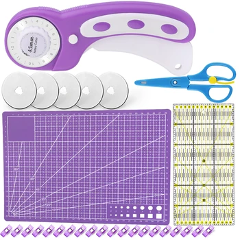 Профессиональный набор для ротационной резки SHWAKK Purple с 5 лезвиями, Накладками, Пластырями, Чешуйками, инструментами для резки кожи, набором аксессуаров 10