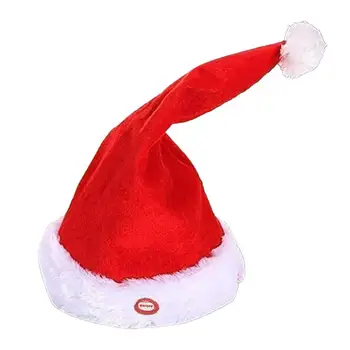 Качающаяся шляпа Санта-Клауса, электрическая забавная игрушка в виде шляпы Санта-Клауса с рождественской музыкой, Сезонные декорации для вечеринок, встреч в канун Нового года 8