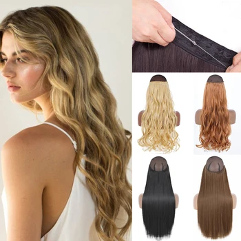 AZQUEEN волнистые синтетические Без зажимов невидимые нити для наращивания волос Black blonde подходят для париков для наращивания женских волос 8