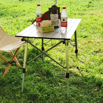 Облегченный Портативный складной стол для кемпинга, стол для пикника, алюминиевый стол с регулируемой высотой, сверхлегкий из алюминиевого сплава с сумкой для переноски 14