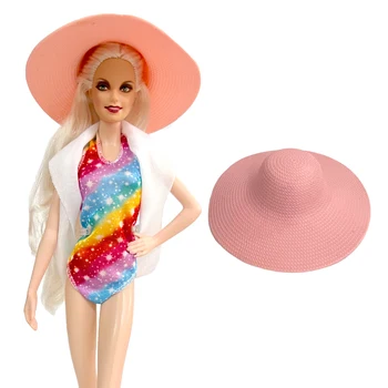 Официальный NK 1 комплект Розовой пластиковой шляпы Повседневная Пляжная шляпа от солнца для аксессуаров куклы Барби Лучшая игрушка в подарок для девочек 16