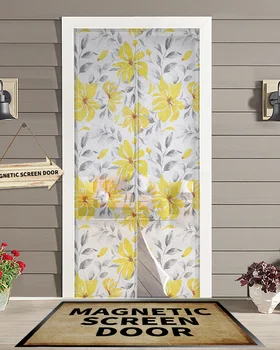 Акварельные Желтые цветы, Абстрактный Летний Дверной занавес с Магнитным экраном, Противомоскитная сетка, Насекомые, Мухи, Кухонные шторы 9