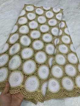Белая Гипюровая кружевная ткань Cord 2023 Новейшая Африканская кружевная ткань высокого качества Материал для свадебного платья Cord Кружевная ткань 16