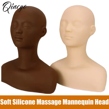 Мягкий силиконовый Массажный тренировочный манекен, модель головы и половины тела с плечом, Косметологический манекен для практики нанесения макияжа