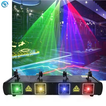 4 объектива RGB LED Dj Disco Stage Party Лазерный проектор Свет DMX Голосовое управление Эффект луча куба для танцпола клуба 16