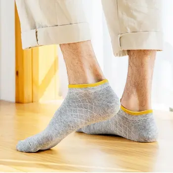 Мужские Весенне-летние хлопчатобумажные носки, дезодорант, впитывающий пот, Дышащие Мягкие Короткие Чулочно-носочные изделия, Нескользящие, невидимые
