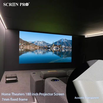 180-дюймовый акустический прозрачный проекционный экран белого цвета с фиксированной рамкой для домашних кинотеатров 13