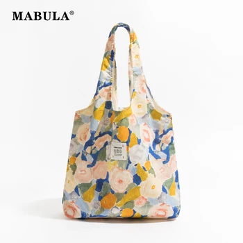 MABULA Роскошный дизайн, Женская сумка через плечо, Квадратная повседневная сумка-тоут большой емкости, сумка для пляжного отдыха с цветочным узором Тюльпан 6