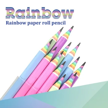 12 Шт Набор карандашей из радужной бумаги для детского письма и рисования HB Professional Art Sketch Ручка для комиксов Офисные школьные принадлежности