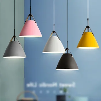 Подвесной светильник Nordic LED Macaron с одной головкой, маленькая подвесная лампа для гостиной, столовой, офиса, прикроватной тумбочки, спальни, кафе 1