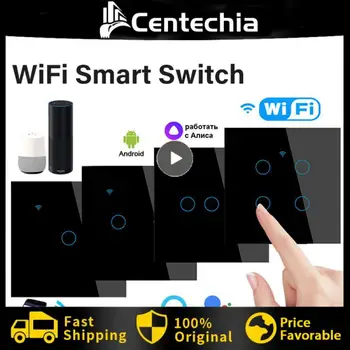 Сенсорный выключатель WiFi Smart Light Smart Life Стеклянная панель ЕС Настенный выключатель 2way без нейтрального провода Умный дом Alexa Home 14