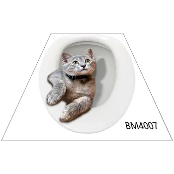 Креативная 3D Наклейка для Кошачьего Туалета, Клейкая Наклейка на крышку Унитаза, Украшение для туалета в ванной комнате 11