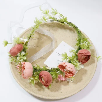 Классический головной убор с гирляндой из цветов Роз, аксессуары для невесты, свадебные украшения для свадьбы 3