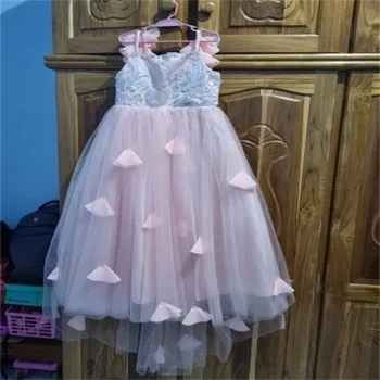 Платья с цветочным узором для девочек, Пляжные Свадебные розовые платья Красивой принцессы, праздничное платье для новорожденных, платье для вечеринки в честь Дня рождения ребенка 3