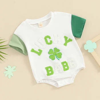 Одежда Святого Патрика для маленьких девочек и мальчиков, комбинезон с вышивкой буквами Lucky Babe, летняя одежда для младенцев