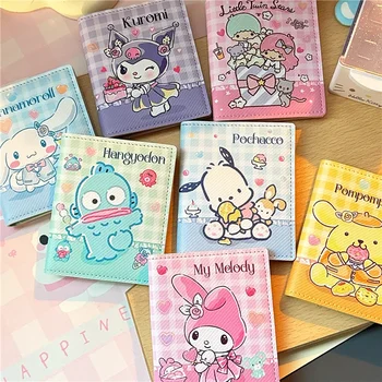 Kawaii Hello Kitty My Melody Kuromi Мультяшный портативный держатель для карт Аниме Sanrioed Милая Книжка для хранения с несколькими слотами для карт 11