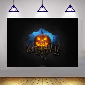 Счастливый фон для Хэллоуина Фотография наряженной вечеринки Фон тыквенной лампы Жуткий темный призрак Украшения стен дома с привидениями 3