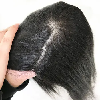 Основа из натуральной кожи и шелка, 2 см полиуретана вокруг натуральных человеческих волос, женский топпер, 5x5 