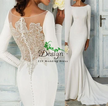 Новое поступление Свадебных платьев vestidos de novia 2023 с длинными рукавами, расшитыми бисером, Придворный шлейф, Свадебное платье Русалки, Свадебные платья 10
