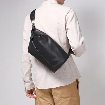 Модная и персонализированная мужская сумка через плечо с оригинальным дизайном, нагрудная сумка из натуральной кожи, цилиндрическая сумка через плечо из воловьей кожи