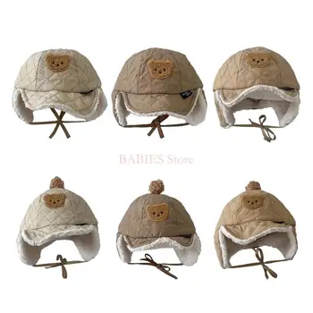 Теплые шапочки для малышей C9GB, милые детские ушанки, стильные детские зимние шапочки с рисунком животных для активного отдыха 3