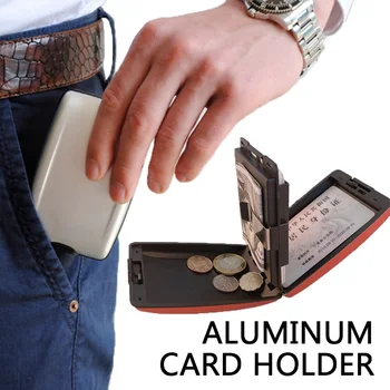 Простой многофункциональный RFID-кошелек из легкого и прочного алюминия, защищенный от RFID-сканирования Металлический кошелек 16