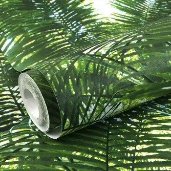 Обои с зеленым растением в скандинавском лесу, пальмовые листья, 3D Декор стен спальни, гостиной, столовой, кухни, водонепроницаемые обои из ПВХ 17