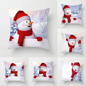Рождественский снеговик Чехол для подушки Украшение для дома Navidad Подарок с Новым годом 10