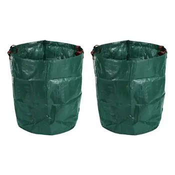 2X Садовый мешок для мусора объемом 270 л, большой прочный Водонепроницаемый Сверхмощный Многоразовый Складной мешок для мусора и травы 15