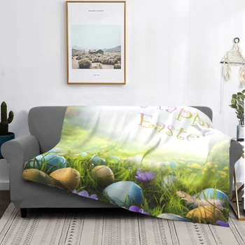 Персонализированные Весенние цветы и пасхальные яйца Уютные теплые одеяла Красочные Пасхальные яйца на траве Супер Мягкое флисовое покрывало 12