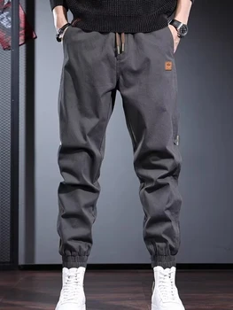 657 Wei pants мужские весенне-осенние укороченные брюки, свободные спортивные брюки с завязками на щиколотках, мужские модные повседневные длинные брюки 12