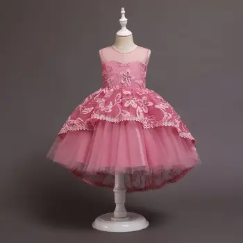 Новое платье принцессы с вышивкой на день рождения для девочек Pengpeng, праздничное платье для выступлений, детское элегантное платье с бантом для 3-8 лет 8