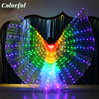 RGB Rainbow Color LED Wings Танцевальный костюм Флуоресцентная Бабочка Светящиеся Крылья Домашняя Вечеринка Сцена дискотеки Школьные Танцевальные шоу Подарок 15