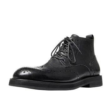 Высококачественные ботинки из воловьей кожи ручной работы, британские винтажные ботинки Martin, повседневные мужские ботинки из резной броковой кожи 5