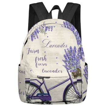Фермерские фиолетовые велосипедные рюкзаки со свежим цветком и лавандой, изготовленные на заказ студенческие школьные сумки, рюкзак для ноутбука, мужские Женские дорожные сумки, Mochila 7
