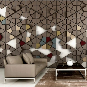 wellyu papel de parede Пользовательские обои 3d сплошная многоугольная мозаичная плитка современный телевизионный фон behang обои 3d 18