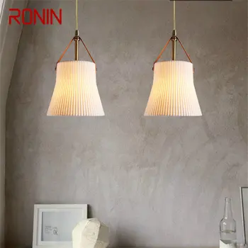 Подвесной светильник RONIN из скандинавской латуни, светодиодные современные простые креативные керамические лампы и люстры для домашней столовой, спальни 2