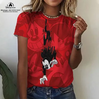 Женская футболка с принтом Disney Minnie Mickey Harajuku 2024, Новый Европейский и Американский Топ, Повседневная модная футболка, Летние шорты, Sle 23