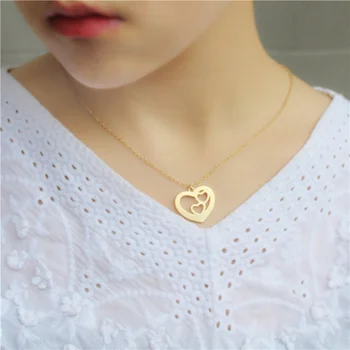 Европейский и американский набор сережек-ожерелий из нержавеющей стали с тремя сердечками, подарок для мамы и подруги 3