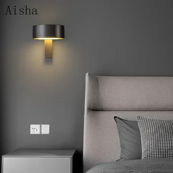 Постмодернистский медный настенный светильник золотого / черного цвета, роскошные настенные бра для дома, прикроватная лампа для спальни, фоновый светильник для гостиной 20