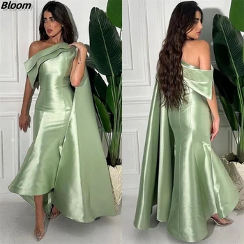 Цветущие Зеленые платья для выпускного вечера Мода Bateall Оболочка Знаменитость Складка Драпированный Атлас Вечернее платье для выпускного вечера 2024