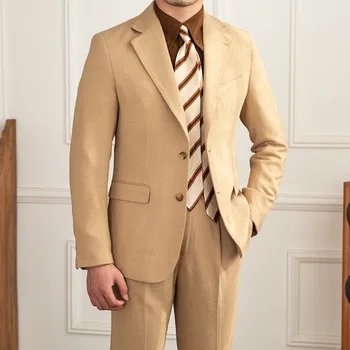 Высококачественный осенний деловой формальный повседневный костюм, свадебный костюм для мужчин, однотонный повседневный офисный костюм для вечеринки, выпускного вечера, Homme 11