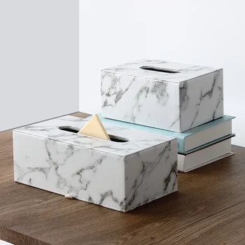 Идеальный современный мраморный прямоугольник, коробка для салфеток из искусственной кожи, держатель для туалетной бумаги, чехол-диспенсер, украшение дома 10