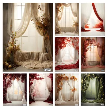 Фон для фотосъемки Белое окно в помещении С цветами, Детский День рождения, свадьба, Беременный портрет, декор, Фотостудия 9
