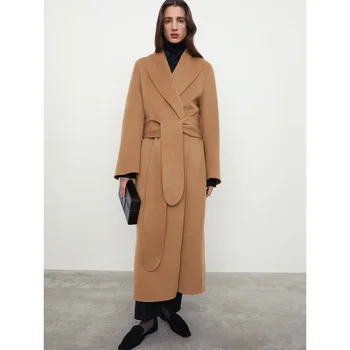 Totem* Классическое женское шерстяное пальто 2023 года, новое утолщенное теплое двустороннее шерстяное пальто средней длины, бесплатная доставка 5