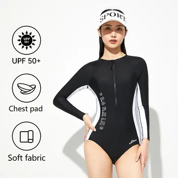 Купальник для водных видов спорта, женский летний быстросохнущий костюм для серфинга, солнцезащитный цельный купальник с длинным рукавом