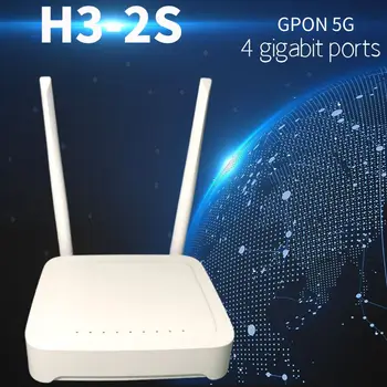 GPON ONU ONT H3-2S 4GE WLAN + 2,4 G/5G двухдиапазонная антенна WIFI 5 ДБ включает пульт дистанционного управления FTTH оптоволоконный домашний маршрутизатор бесплатная доставка 11