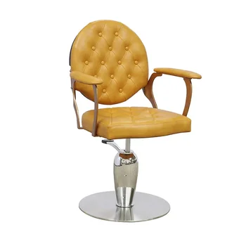 Кресло A305 Золотое салонное желтое винтажное кресло с гидравлической сушилкой Откидывающиеся салонные кресла для мужчин 23
