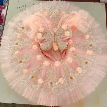 Персиково-розовая балетная одежда для девочек, детские костюмы балерины 